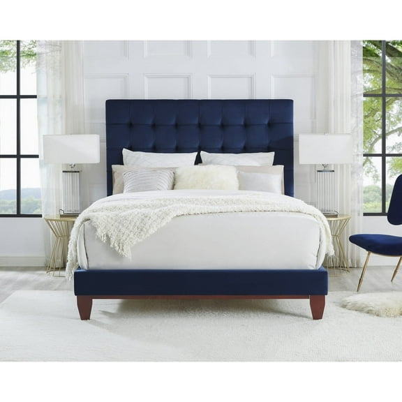 Inspired Home Scott Velvet Upholstered Platform Bed