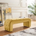 thumbnail image 1 of Inspired Home Zoee Velvet Bench, Button Tufted, Yellow, 1 of 5