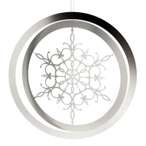 Inspired Indigo Silver Snowflake Christmas Tree Ornaments, Stainless Steel Metal, Timeless Winter Holiday Hanging Decor, Sparkling Decoration for the Holidays, 3-Dimensional Ornament in Gift Box