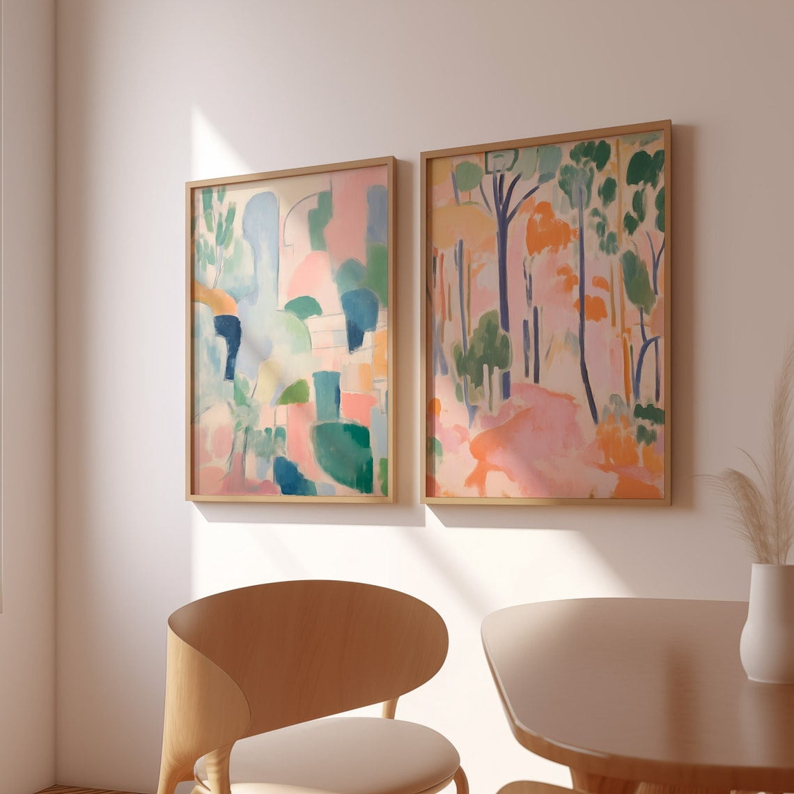 Inspired Prints Set Of 2, Natural Color Abstract Wall Art - Walmart.com