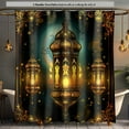 Inspired Shower Curtain Chinese Art Style Gold & Red Design Black