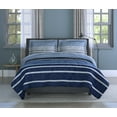 thumbnail image 1 of Inspired Surroundings 3-Piece Full/Queen Comforter Set, Blue Harper Stripe, 1 of 8