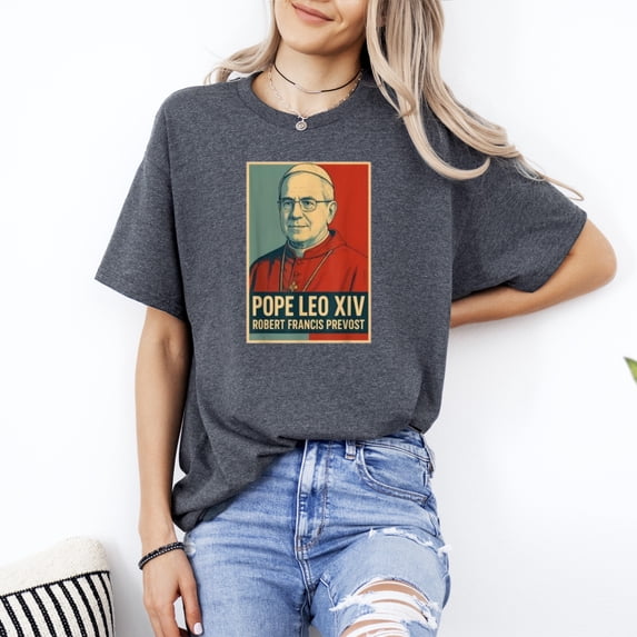 Inspired Tribute to Pope Leo XIV Catholic Religious Art Graphic T-Shirt, for men & women, up to size 5XL