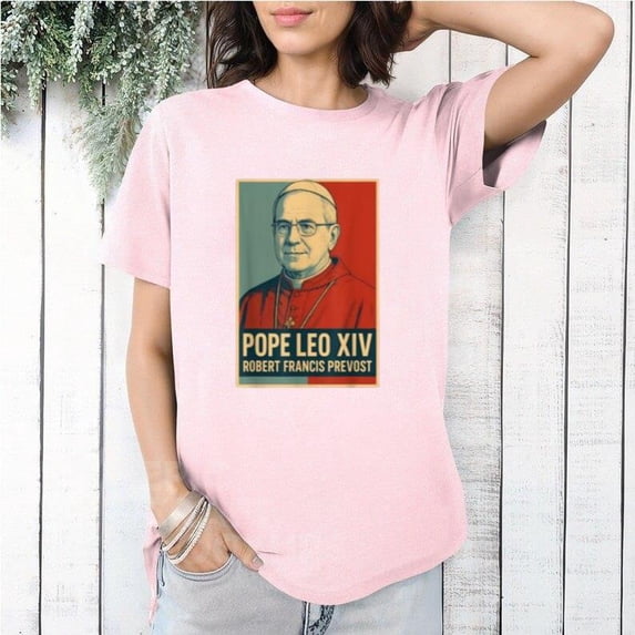 Inspired Tribute to Pope Leo XIV Catholic Religious Art Graphic T-Shirt, for men & women, up to size 5XL
