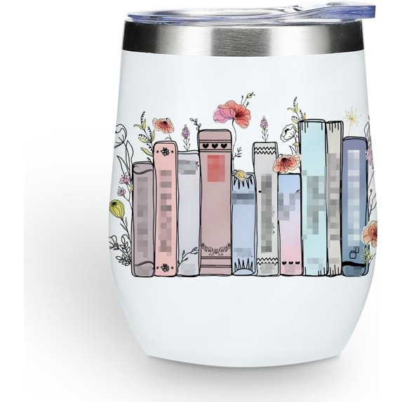 Inspired Tumbler Book Decor Book Lovers Gifts Bookish Coffee Music Lover Gift for Women Mom Girls Sister Appreciation Birthday Christmas 12 oz Wine Tumbler Stainless Steel Coffee Thermos with Lid