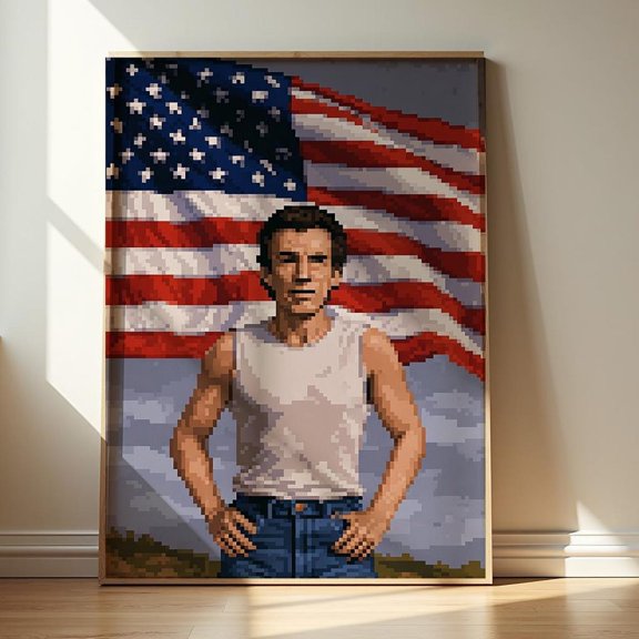 Inspired Usa Pixel 8 Bit Style Music Wall Art Unframed Paper Print
