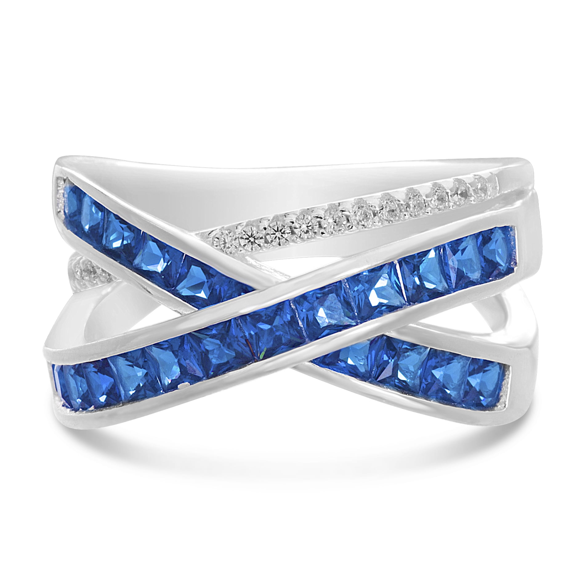 Inspired by You Square Shaped Channel Set Simulated Blue Sapphire and