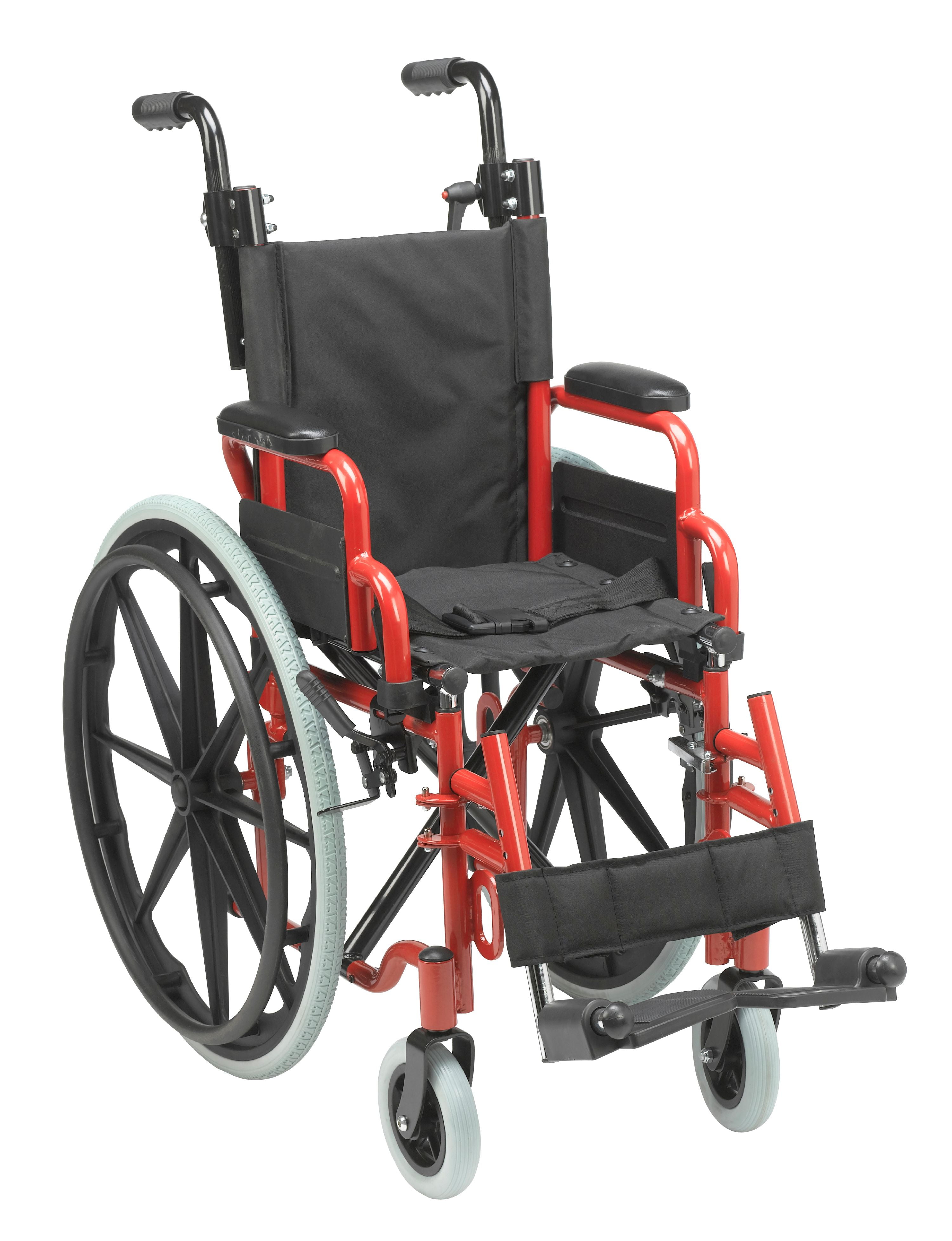 Inspired by Drive Wallaby Pediatric Folding Wheelchair, 12", Fire Truck Red