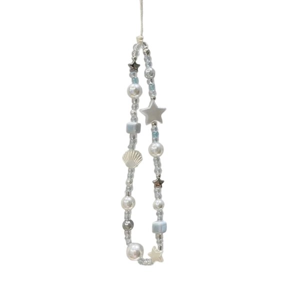 Inspires Phone Charm with Shimmering Pearls Shells Stars Decoration Not Slip PVC Cord for Mobile Cases Daily Use