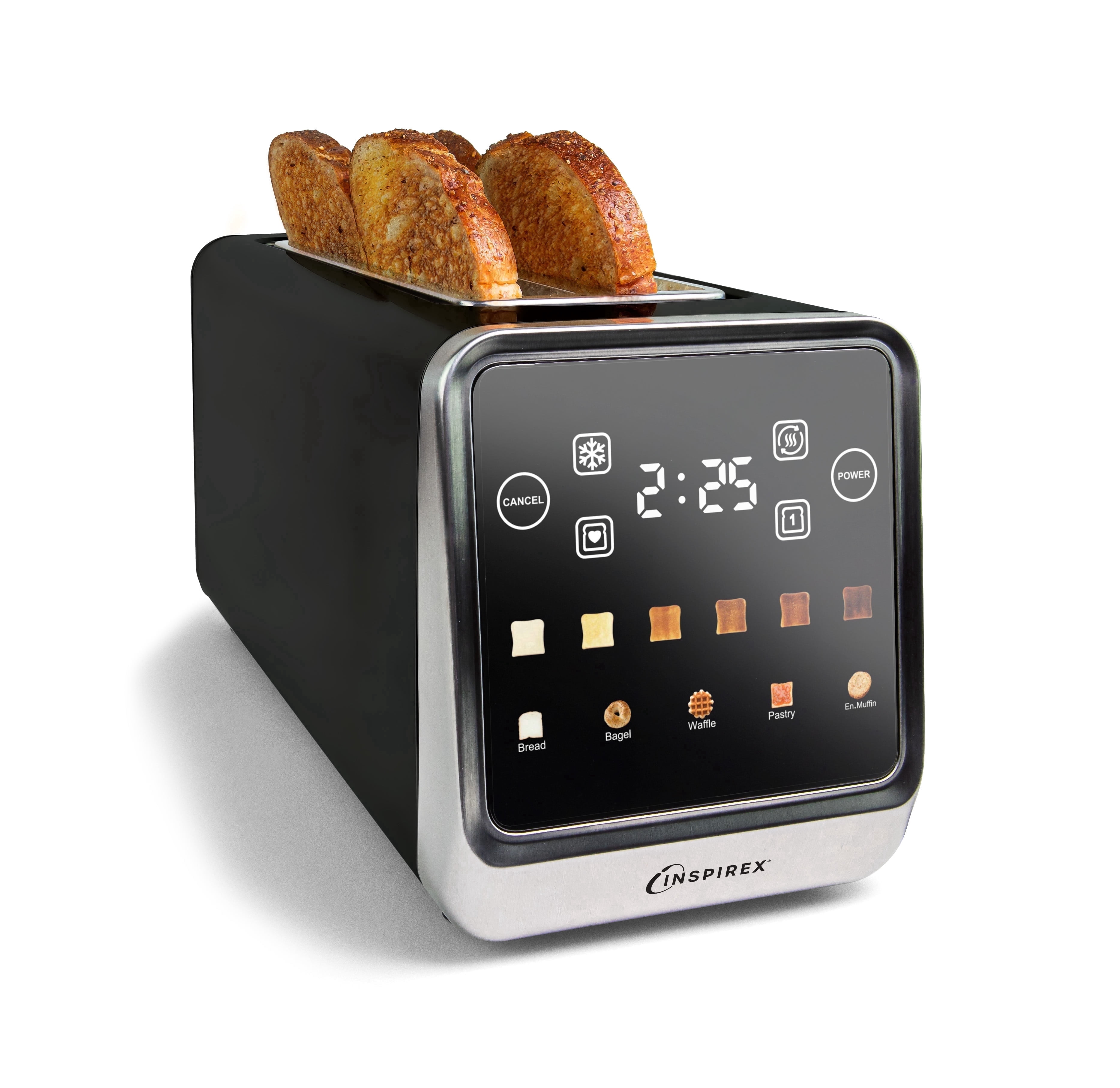 Inspirex Modern 4 Slice Toaster, Smart Toaster with Intuitive Touchscreen Interface, Black