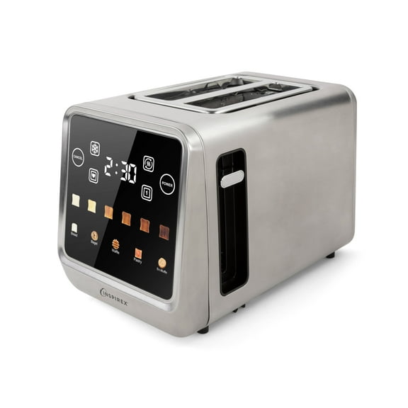 Inspirex Touch Screen Toaster - 2 Slice Extra-Wide Slots - 5 Bread Type and 6 Browning Levels - Defrost, Reheat, Favorite, Single Slot Settings - Stainless Steel