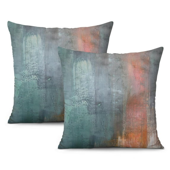 Inspiring Abstract Art: Set of 2 Pillow Covers in Blue and Grey, 16x16 Inch, Modern Gallery Decorative - Ideal for Bedroom, Sofa, Living Room