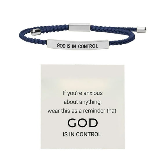 Inspiring Adjustable Braided Bracelet God Is In Control Stainless Steel Lettering for Men and Women Meaningful for Birthdays and
