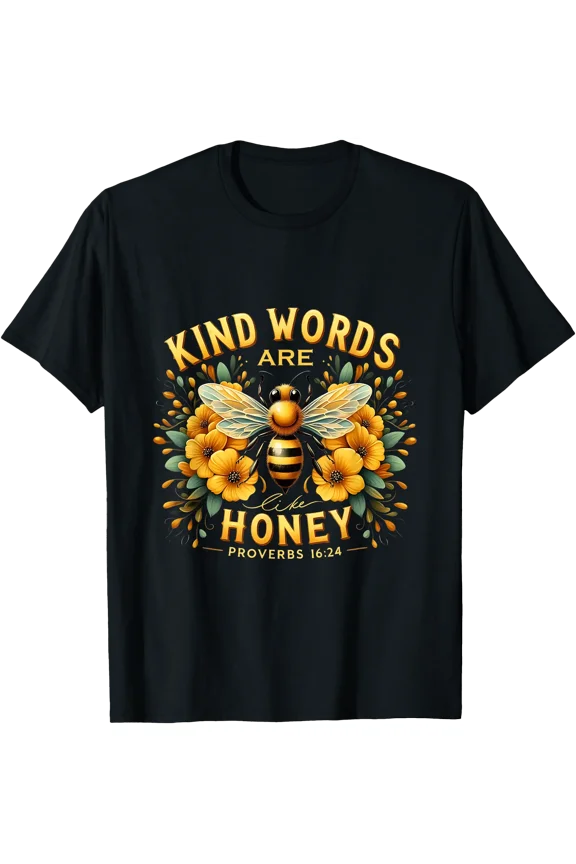 Inspiring Bee Kind T-Shirt with Religious Cross and Faith Message