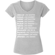 DREAMTEES Inspiring Black Leaders White V-Neck T-Shirt for Women - S M L XL 2XL Graphic Tee - Black History Month Clothes Political Resistance Shirt Ladies