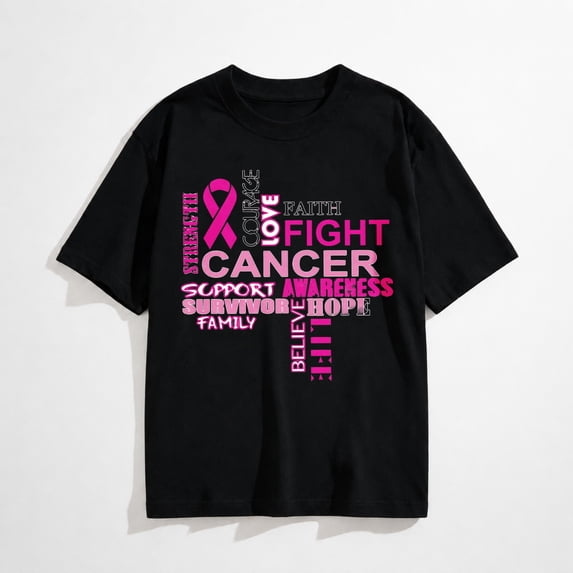 Inspiring Breast Cancer Shirts for Women Fight Cancer Stylish Pink Ribbon T Shirt