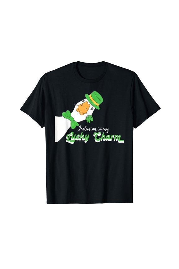 Inspiring Cartoon Duck St. Patrick's Day T-Shirt for SPED Teachers - Inclusion is My Lucky Charm Design