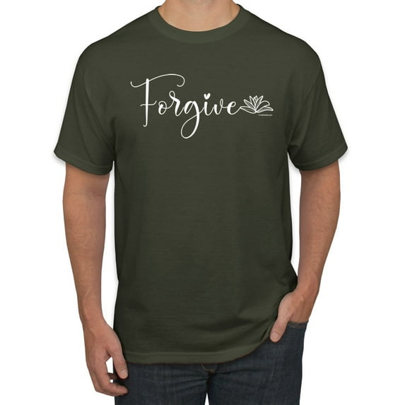 Inspiring Christian Quote Forgive Inspirational/Christian Men's Graphic T-Shirt, Military Green, Medium