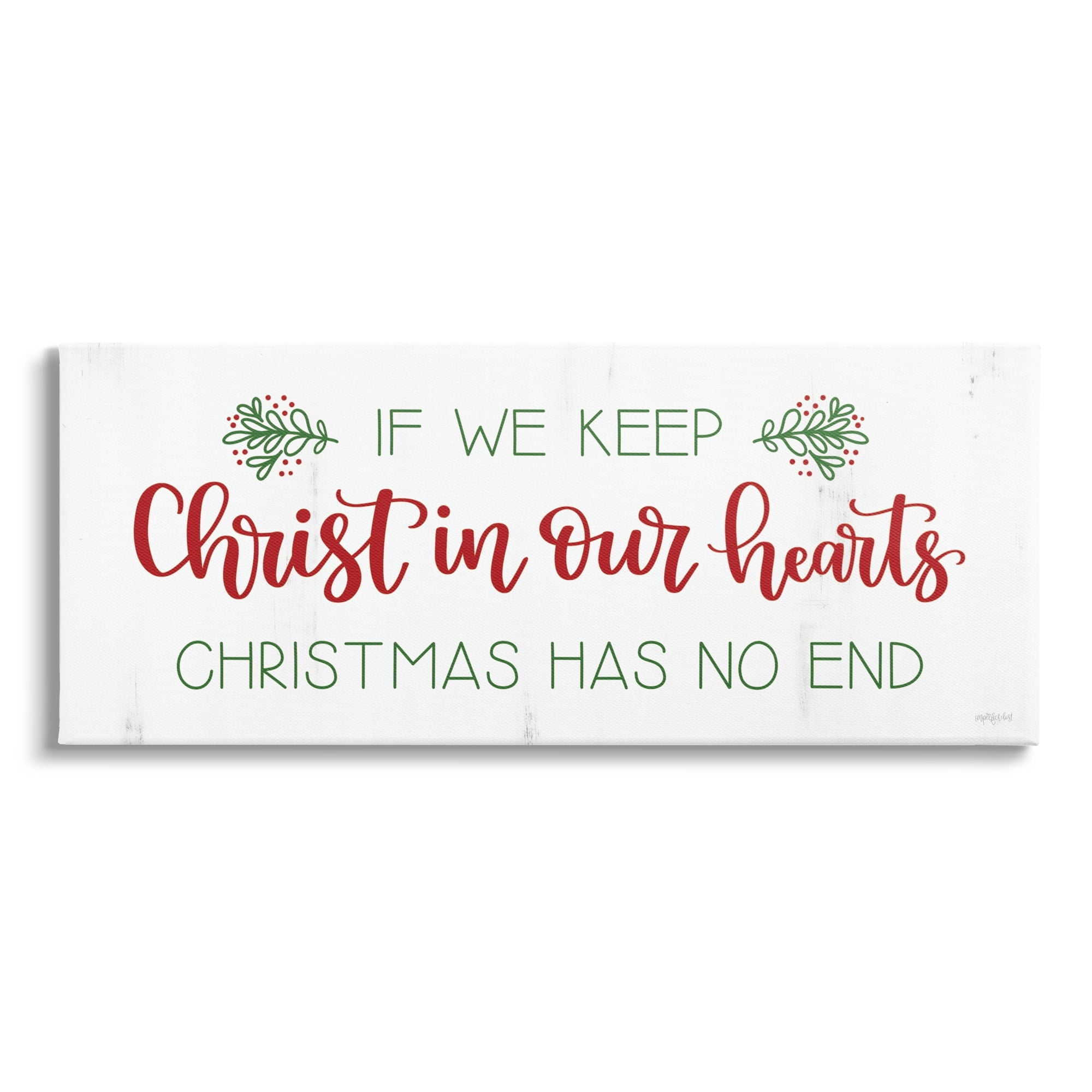 Inspiring Christmas Typography Quote Rustic Floral Motif Inspirational Graphic Art Gallery-Wrapped Canvas Print Wall Art