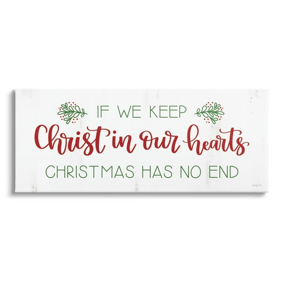 Inspiring Christmas Typography Quote Rustic Floral Motif Inspirational Graphic Art Gallery-Wrapped Canvas Print Wall Art