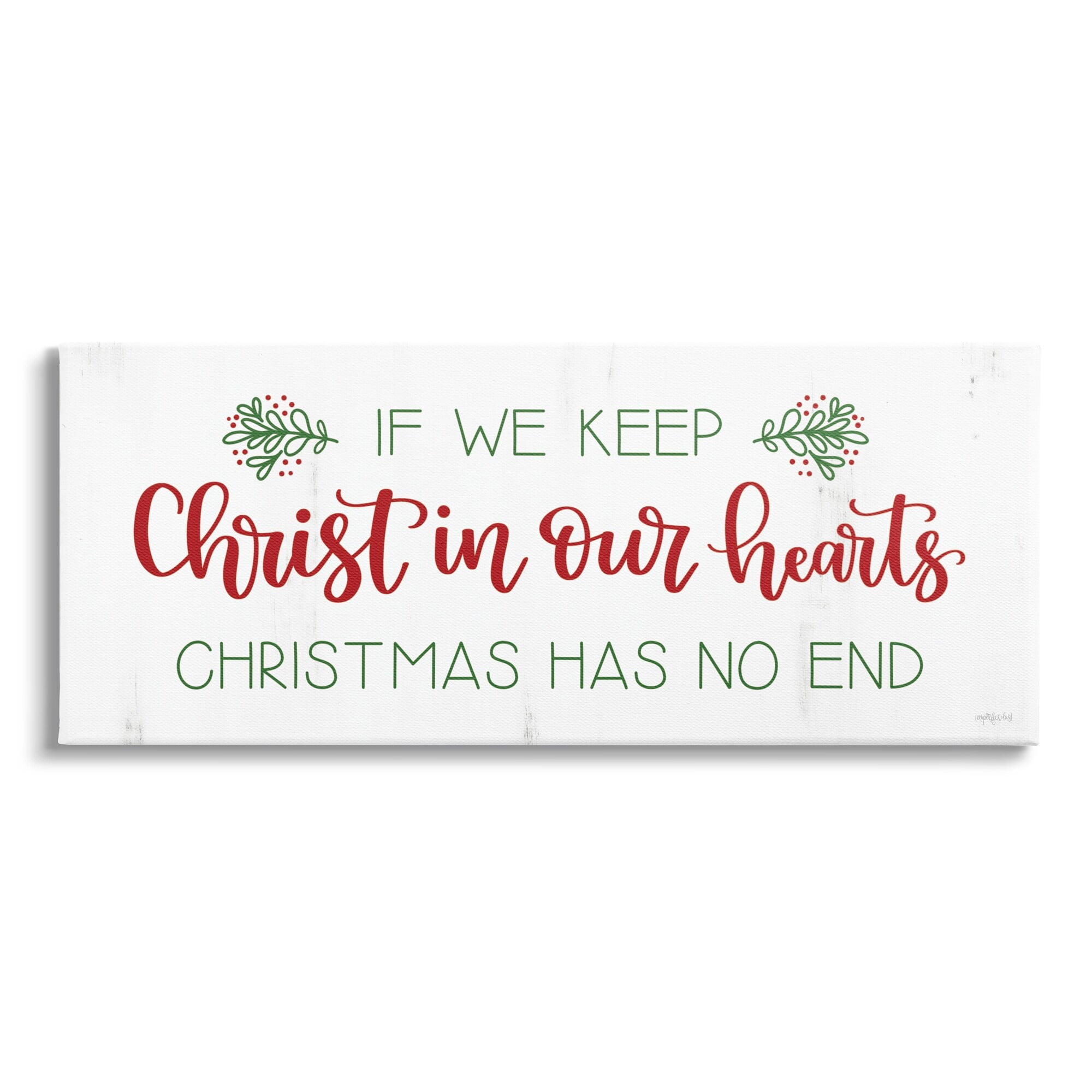 Inspiring Christmas Typography Quote Rustic Floral Motif Inspirational Graphic Art Gallery-Wrapped Canvas Print Wall Art
