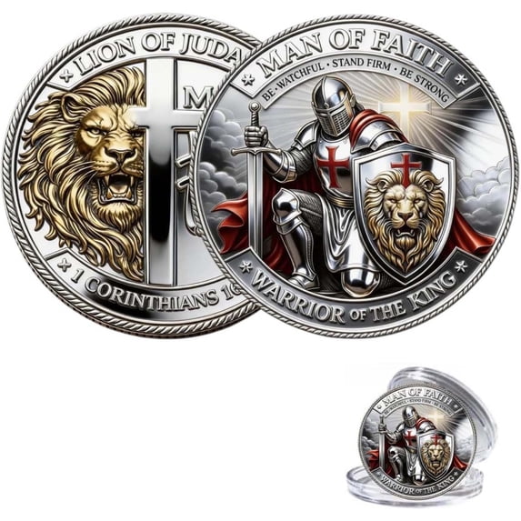 Inspiring Double Sided Memorial Coin for Collectors, Nostalgic Commemorative Token & Religious Art featuring 1.6 Inch Design for Coin Enthusiasts