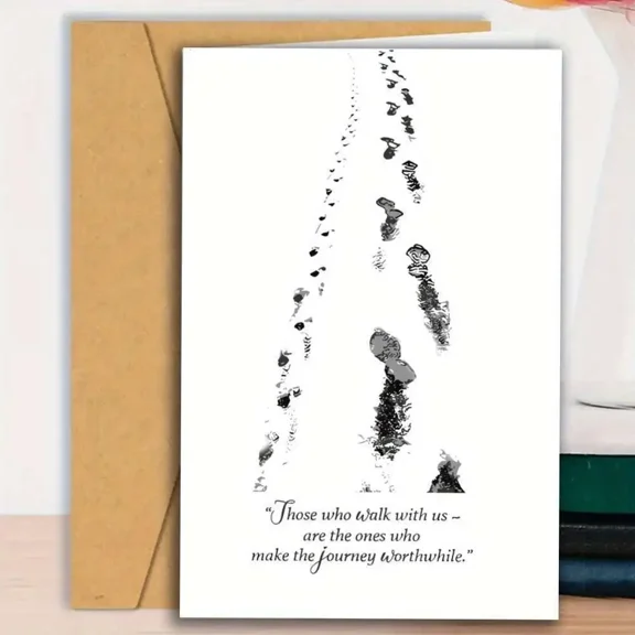 Inspiring Footprints Greeting Card – "Those Who Walk With Us" Quote – Blank Inside, Envelope Included – Perfect for Friendship or Encouragement