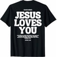 thumbnail image 1 of Greenink Inspiring Gift Shirt Jesus Loves You (John 3:16) Bible Verse Christian T-Shirt for Women Men Religious Graphic Tee Tops, 1 of 7