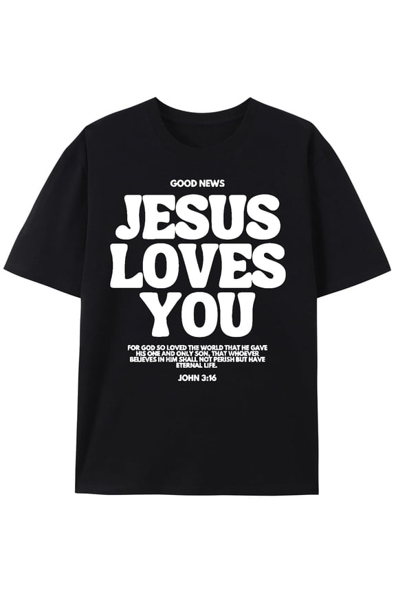 Inspiring Gift Shirt Jesus Loves You (John 3:16) Bible Verse Christian T-Shirt for Women Men Religious Graphic Tee Tops