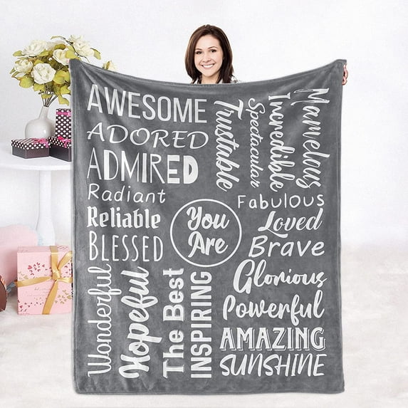 Inspiring Gifts for Women, Get Well Soon Gifts for Men, Warm Hugs Blanket Gifts for Women Friend Mom Wife Daughter Sister(Grey Blankets)