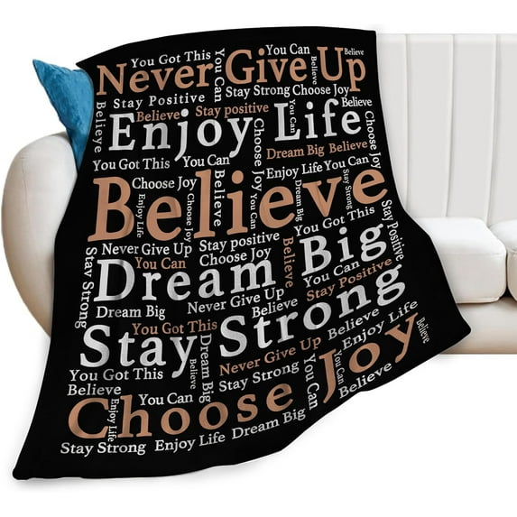 Inspiring Healing Blanket Inspirational Quotes Plush Throw Blanket Super Soft Cozy Warm Motivational Fleece Bedding Blanket Gifts for Kids Girls Boys Women 40"X50"