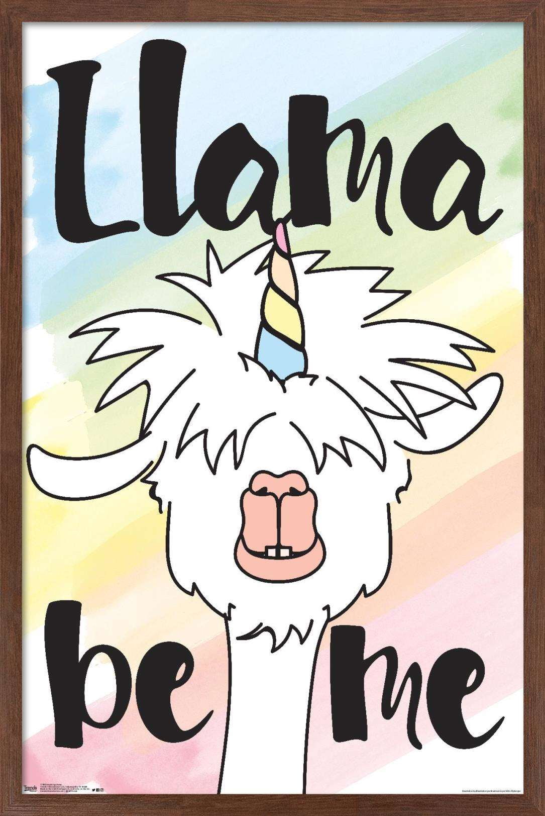 Inspiring Llama - Llama be me Wall Poster, 14.725" x 22.375", Framed
