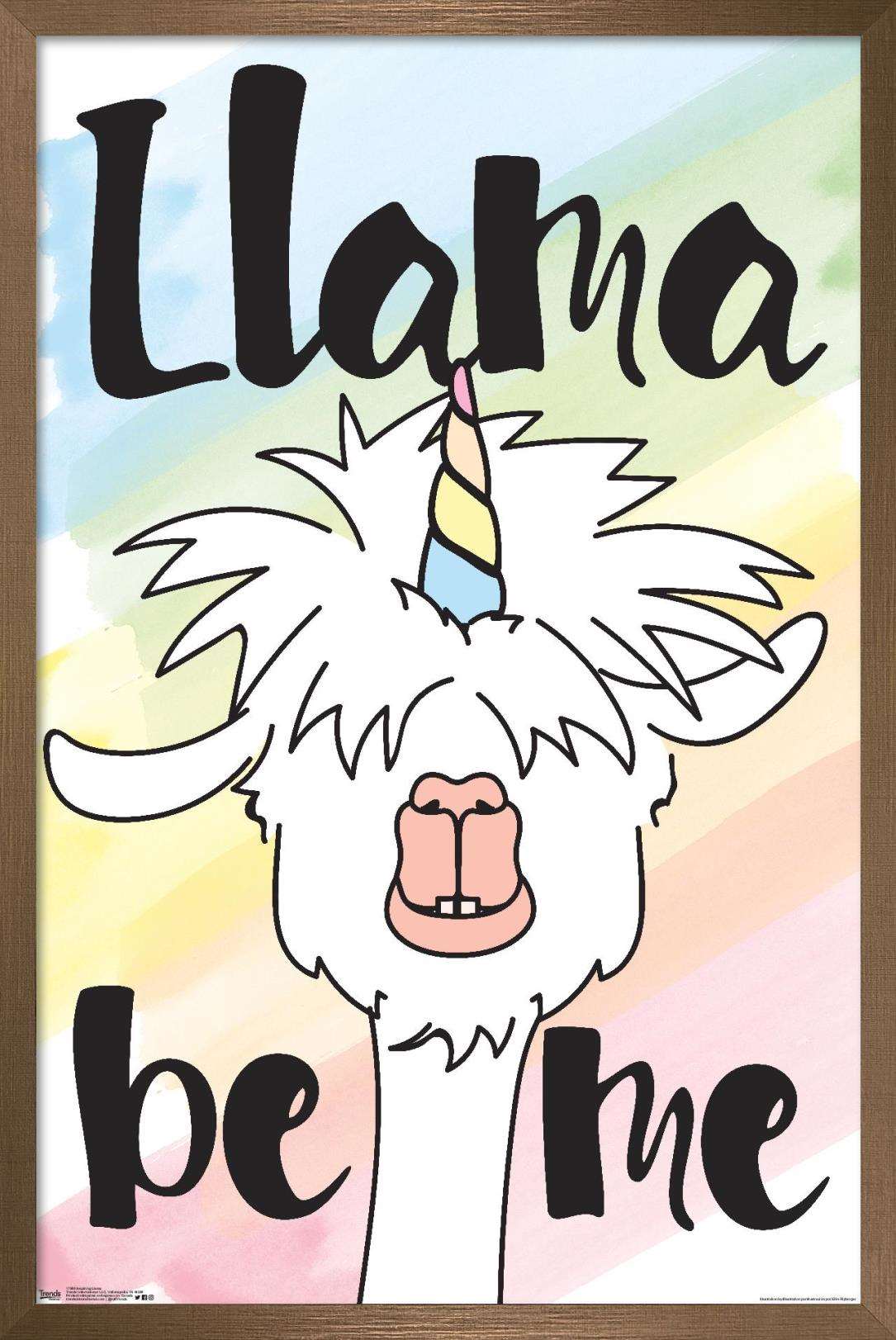 Inspiring Llama - Llama be me Wall Poster, 14.725" x 22.375", Framed
