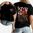 thumbnail image 1 of Inspiring Love His Great Love Never Fails Bible Verse Tshirts Lamentations 3:22-23 Scripture Graphic Tees Faith Based Religious Design Tops Black,S, 1 of 8
