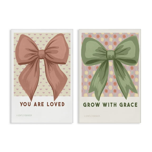 Stupell Industries Inspiring Messages Bows 2 Piece Canvas Wall Art Set, design by Courtney Haley, 24 x 16