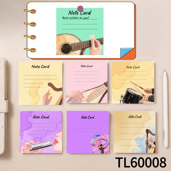 Inspiring Note Cards with Artistic Performers (3.543.54 Inches),100-Pack with105 Various Emoticon Stickers,Whimsical Fry Adventures on Every Page