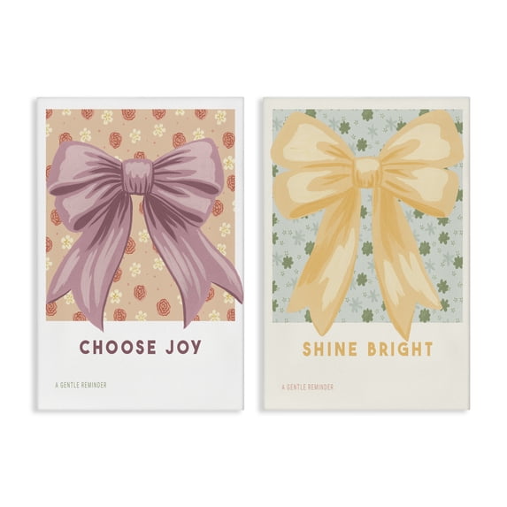 Stupell Industries Inspiring Phrases with Ribbons 2 Piece Canvas Wall Art Set, design by Courtney Haley, 24 x 16