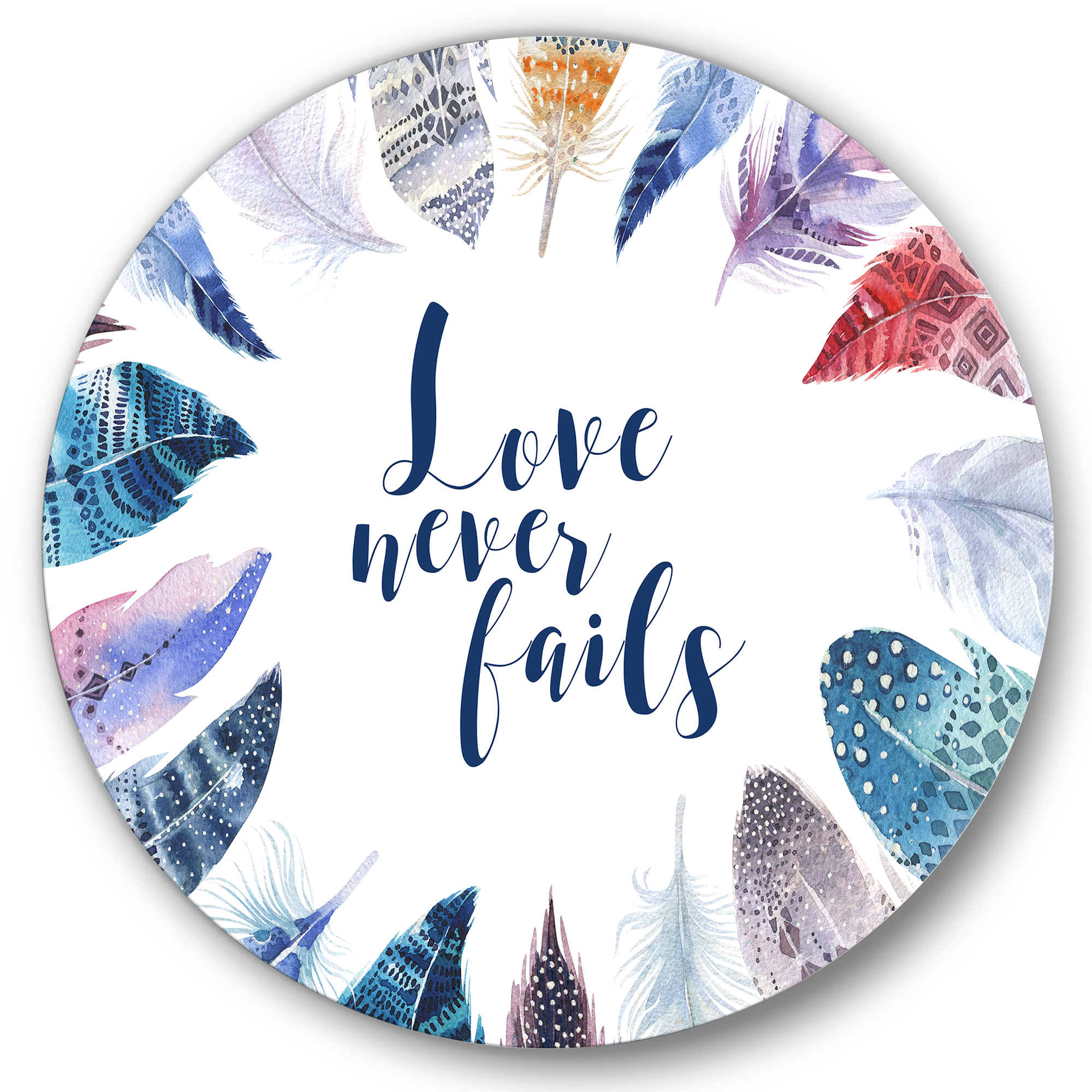 Inspiring Quote With Boho Feathers 11 in x 11 in Painting Art Prints, by Designart