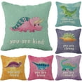thumbnail image 1 of Inspiring Saying Quote Motivational Phrases Dinosaur Throw Pillow Case, 18 x 18 Inch Set of 6, Gifts Nursery Child Classroom Decoration, Pillows Cover for Sofa Couch Bed, Gifts Son, Daughter, 1 of 10