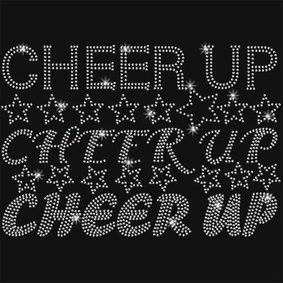 Inspiring Word Cheer Up Glass Hotfix Rhinestone Iron on Appliques Costume Accessories for Clothes Bags Pants Word 297x210mm