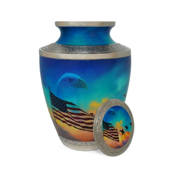 Inspiro, LLC Cremation Urn - American Patriot - New - Cremation Urns - Urns for Human Ashes - Large Urn - Affordable - Elegant - Hand Inspected -Hand Crafted - "Missing Man" Formation