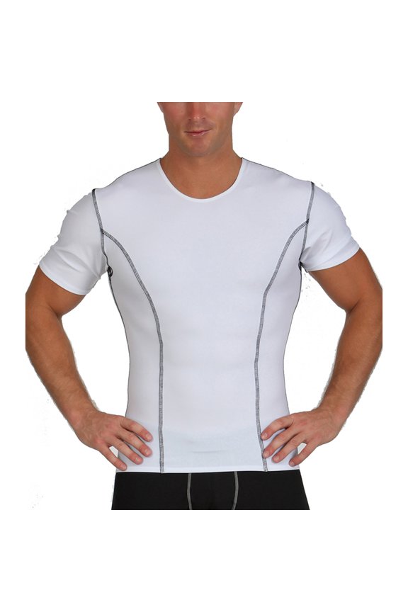 Insta Slim High Compression Crew Neck Contrast Stitching Shirt TA0221