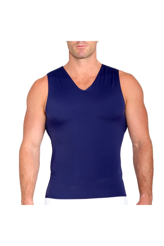 Insta Slim Mens Compression Sleeveless V-Neck Tank, Athletic Muscle Top VS00N1