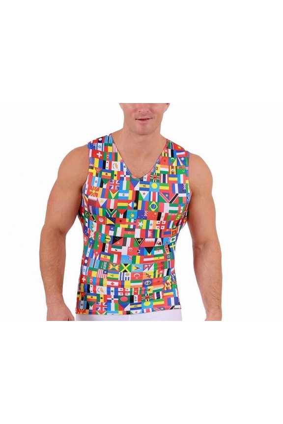 Insta Slim I.S.Pro USA Big & Tall Flags Activewear Sleeveless V- Neck 5VAT0N1BT