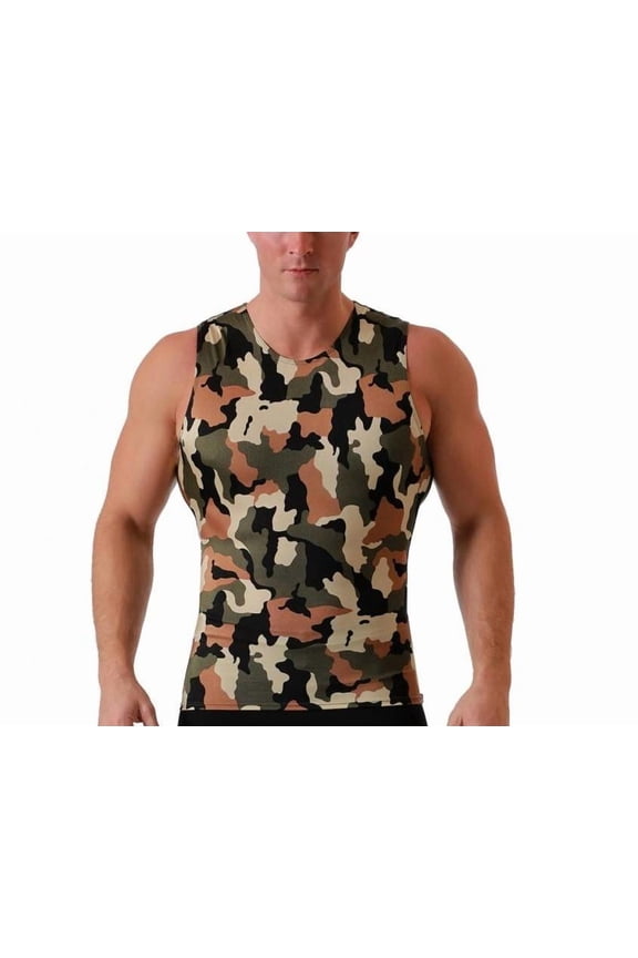 Insta Slim Camo Activewear Sleeveless Crew-Neck 3TAT0N1