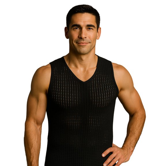 Insta Slim Men's Hollow-Out Mesh Sleeveless V-Neck Tank – 103VS00N1
