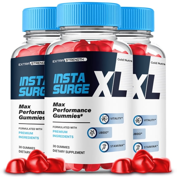Insta Surge XL Gummies, Advanced Formula, InstaSurge XL Supplement All Natural Formula, Maximum Strength (3 Pack)