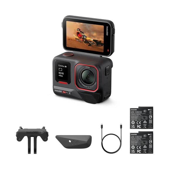 Insta360 Ace Pro 2 8K Midnight Black Action Camera with Dual Battery Xplorer Bundle, Slate Gray