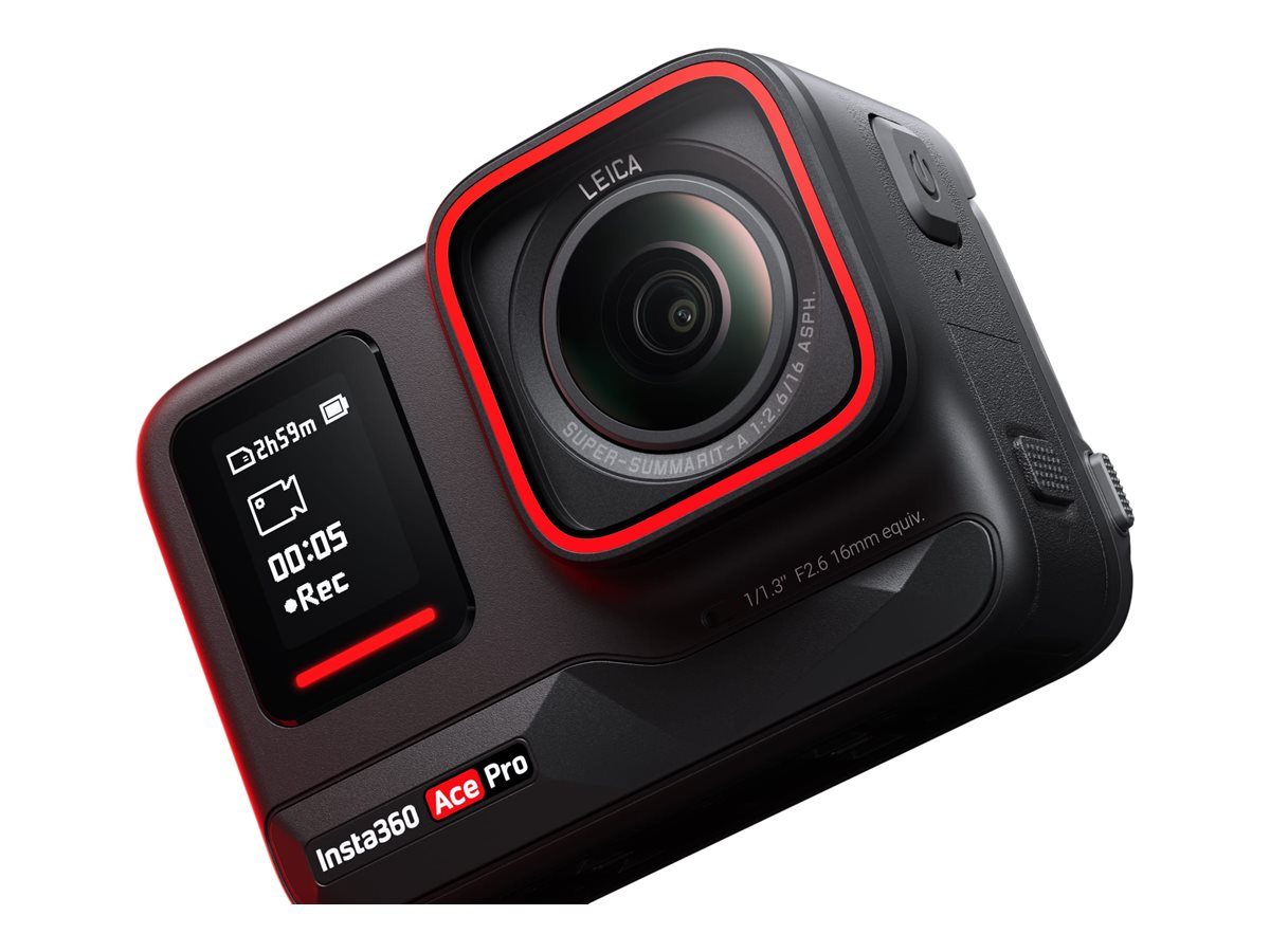 Insta360 Ace Pro - Caméra D'Action 8K Co-conçue Avec Leica, Double Puce IA, Excellente En Basse Lumière, Écran Rabattable, Étanche, Pour Vlogs, Moto, Sports