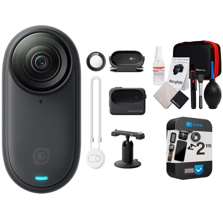 Insta360 GO 3S (64GB, Black) Waterproof Tiny Mighty 4K Action Camera Bundle with Action Camera Gadget Case & Lens Cleaning kit + 2 Year CPS Enhanced Protection Pack